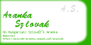 aranka szlovak business card